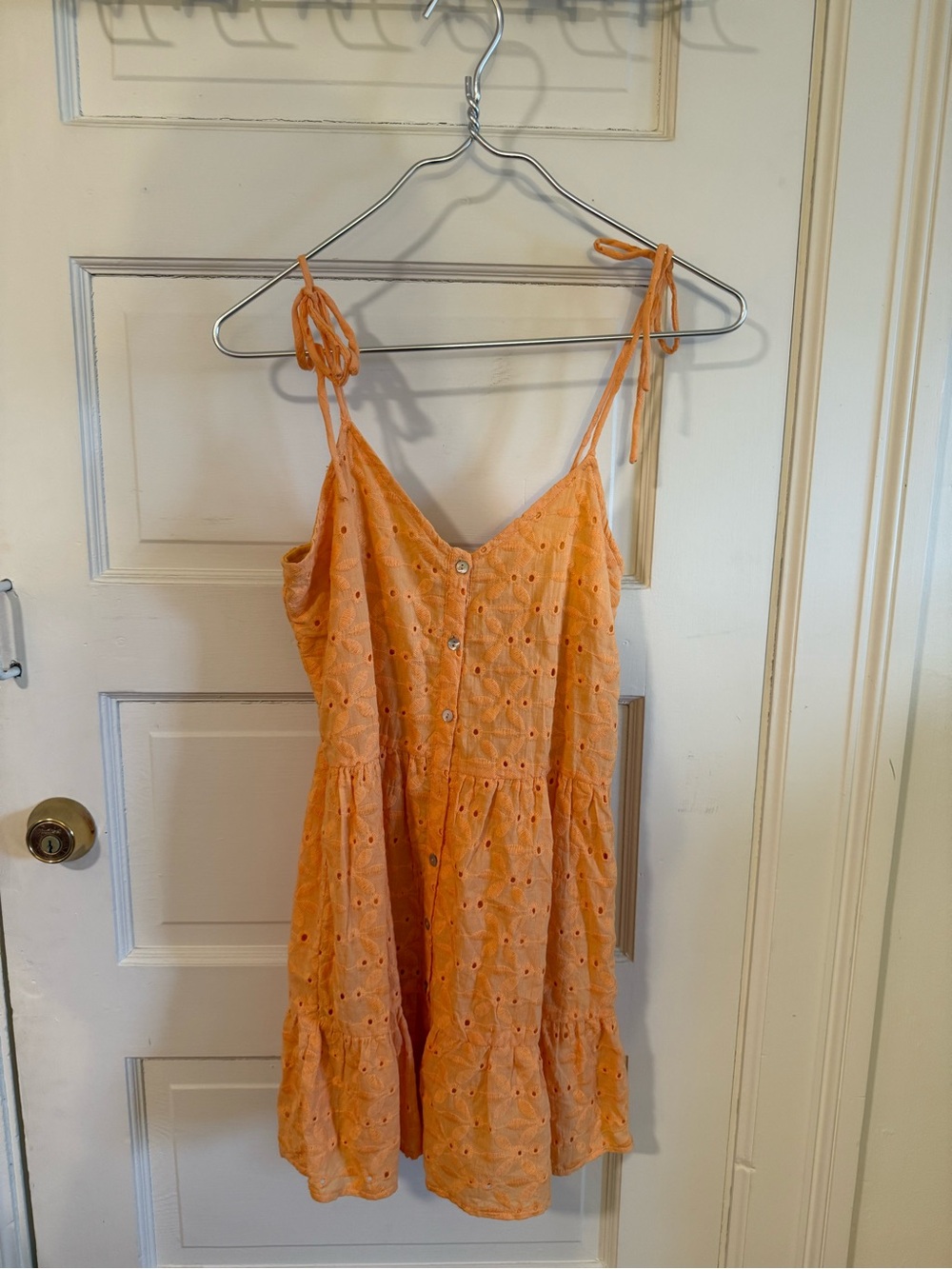 Blue Rain Orange Eyelet Button-Front Sundress